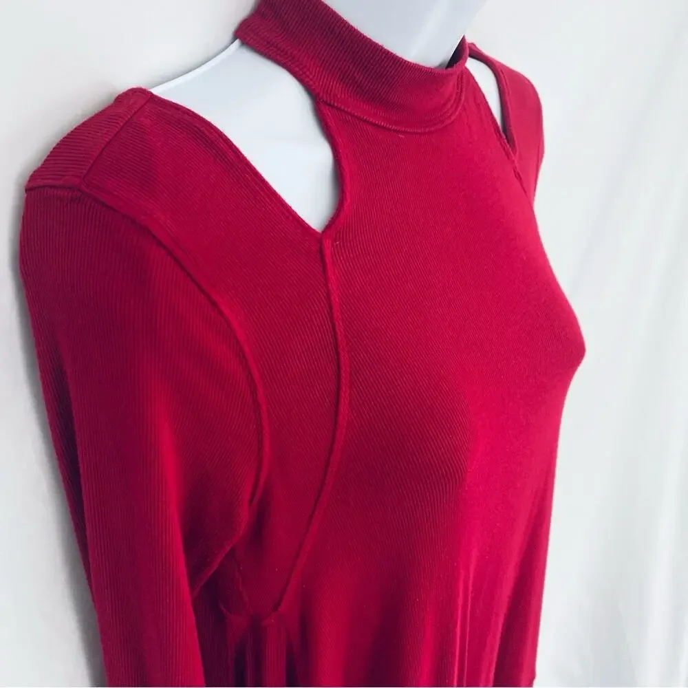 Free People Red Long Sleeve Tunic Size X-Small